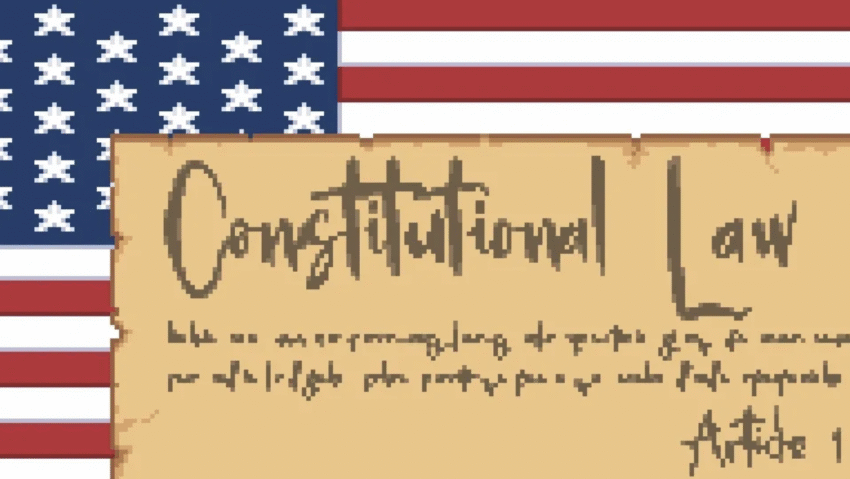 A stylized American flag with the word 'Constitutional' written below in a script font.